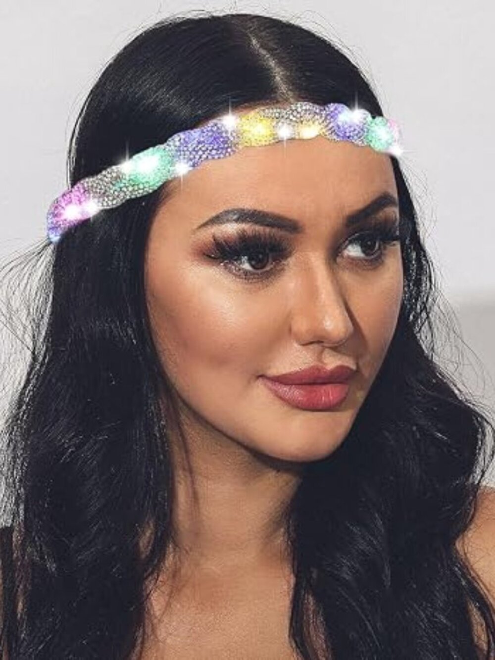 Light Up Rhinestone Headband LED Crystal Rave Headpiece‎ for Women Glowing